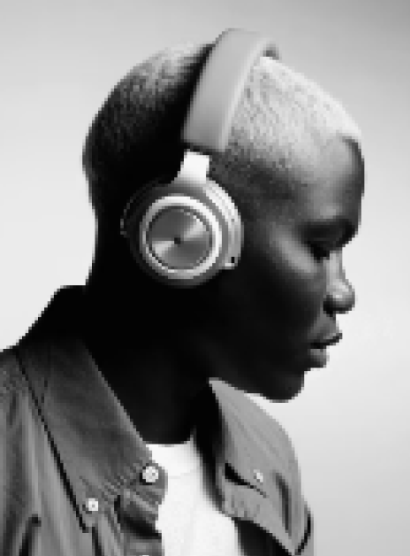 Client wearing headphones